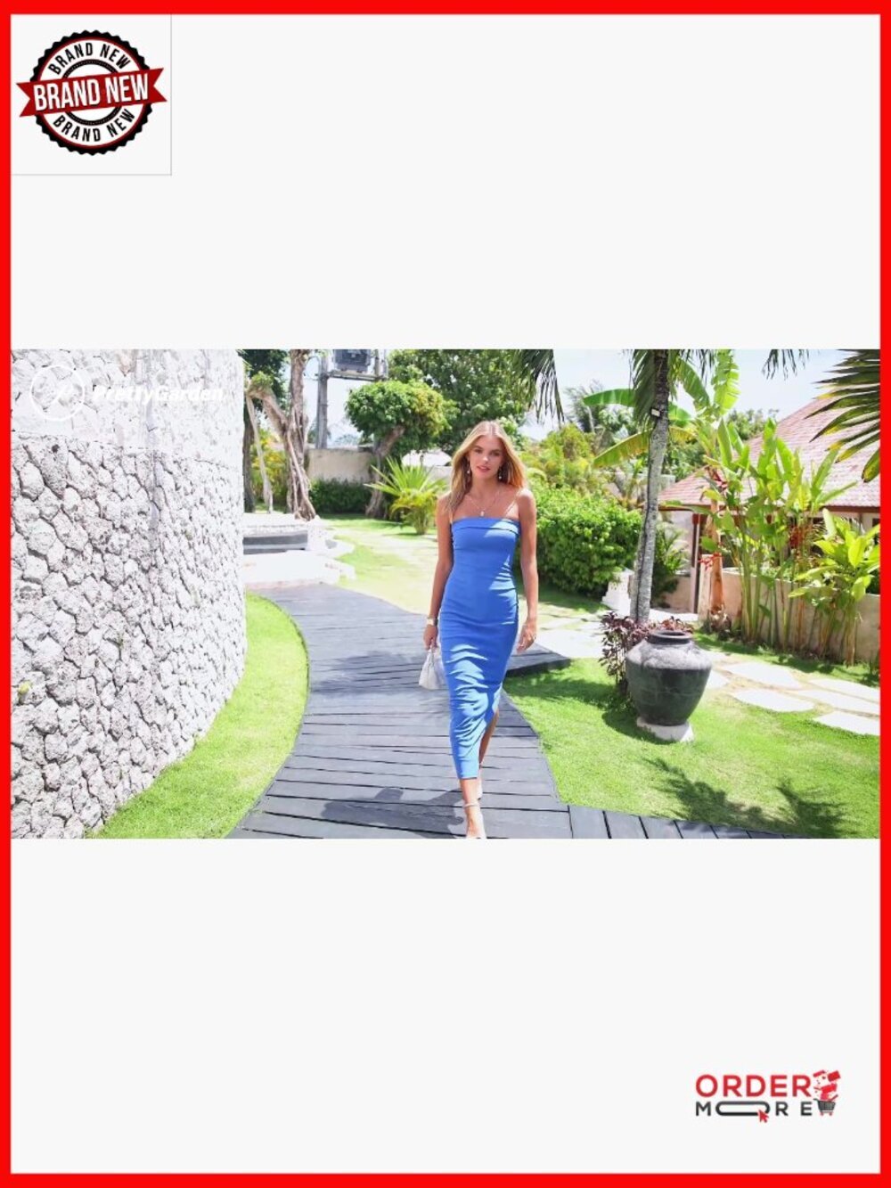Bodycon Maxi Tube Dress Ribbed Strapless Side Slit Casual Party - Picture 7 of 7